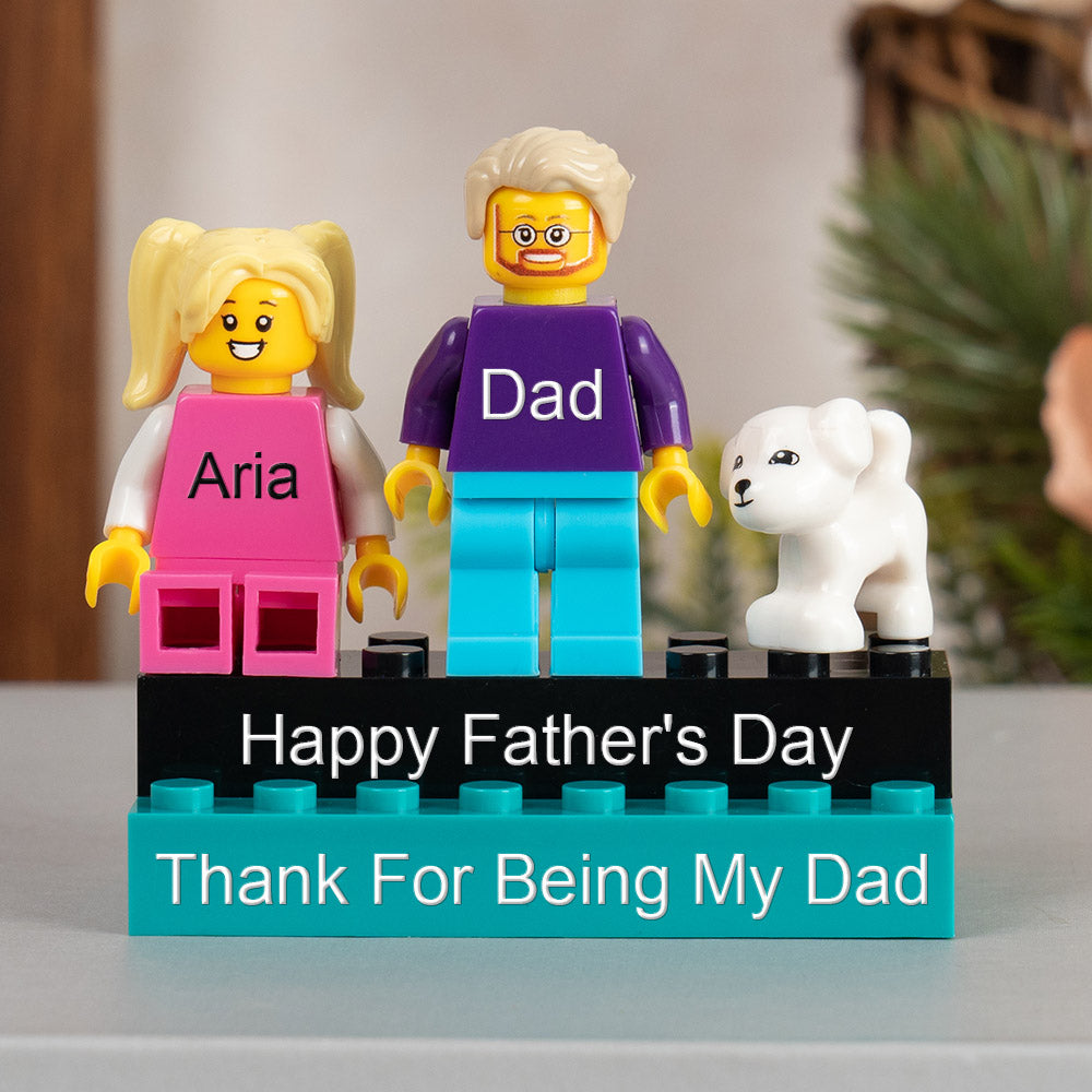 Personalised Minifigures With Kids Name For Dad Father's Day Gift