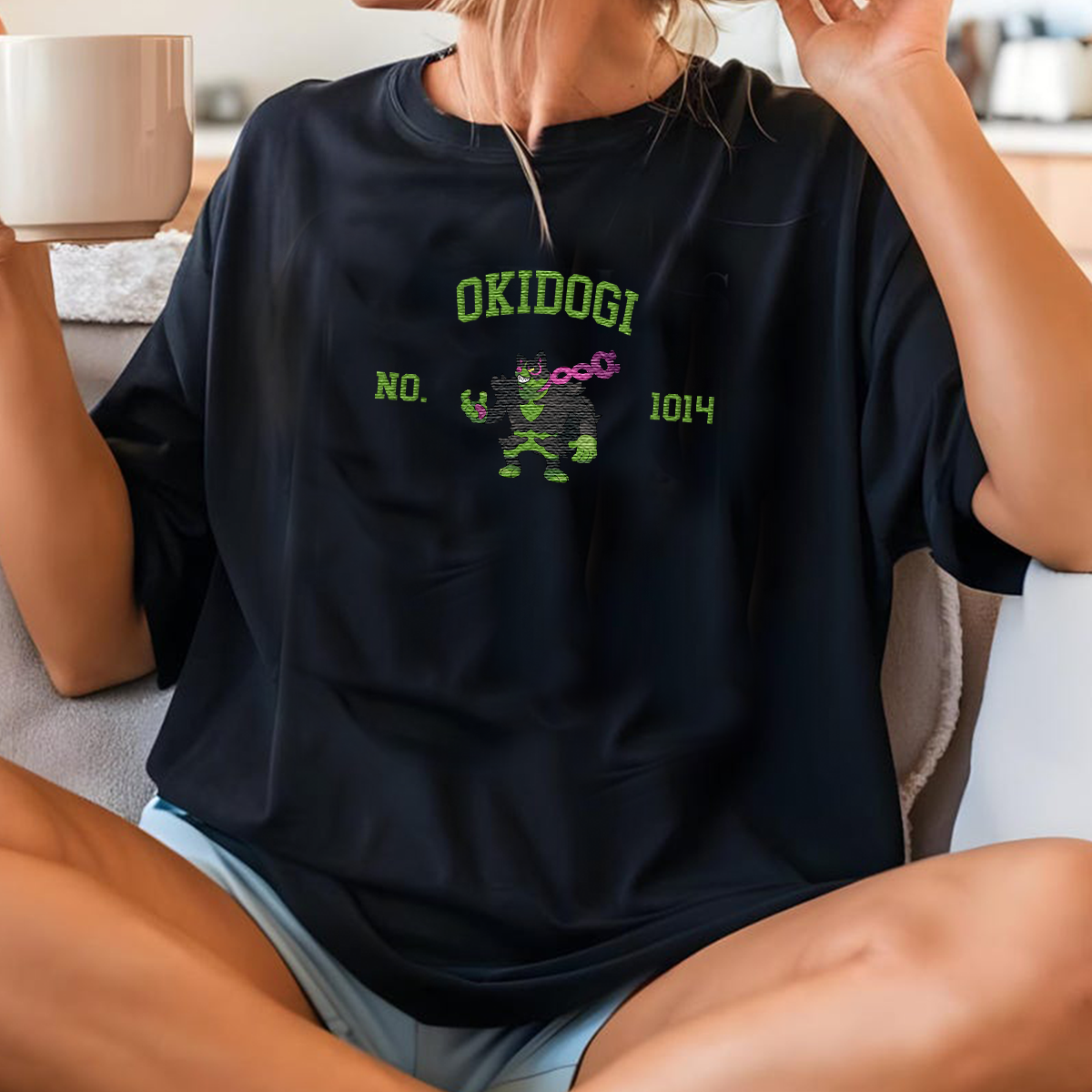 Okidogi Adorable Anime-Themed Embroidered T-Shirt,Crewneck,Hoodie-Trendy Versatile and a Thoughtful Gift for Friends