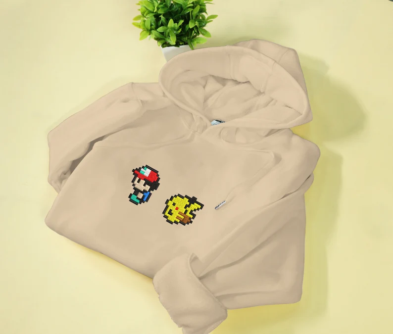 Anime Bit Style Embroidered Hoodie Ash Anime Embroidered Crewneck Sweatshirt Gifts For Christmas Birthday Holiday, Personal Anime Gift Hoodie,Christmas Gift For Anime Lovers.Perfect Gift For Anime Lovers.