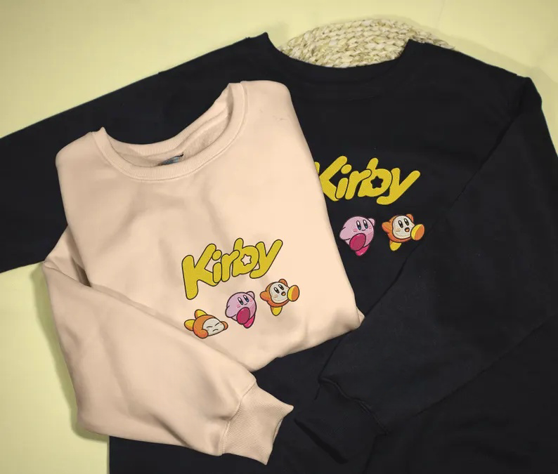 Kirby Embroidery Anime Character Crewneck Sweatshirt, Personal Anime Gift Hoodie, 90s Monster Stitched Shirt, Personal Anime Gift Hoodie,Christmas Gift For Anime Lovers.Perfect Gift For Anime Lovers.