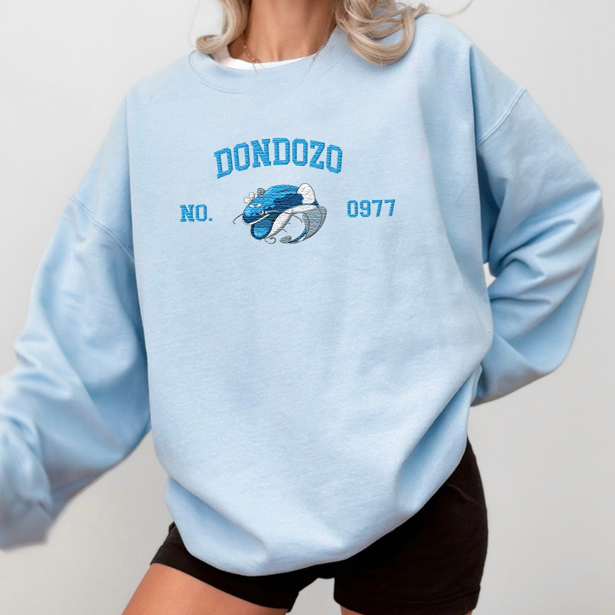Dondozo Adorable Anime-Themed Embroidered T-Shirt,Crewneck,Hoodie-Trendy Versatile and a Thoughtful Gift for Friends