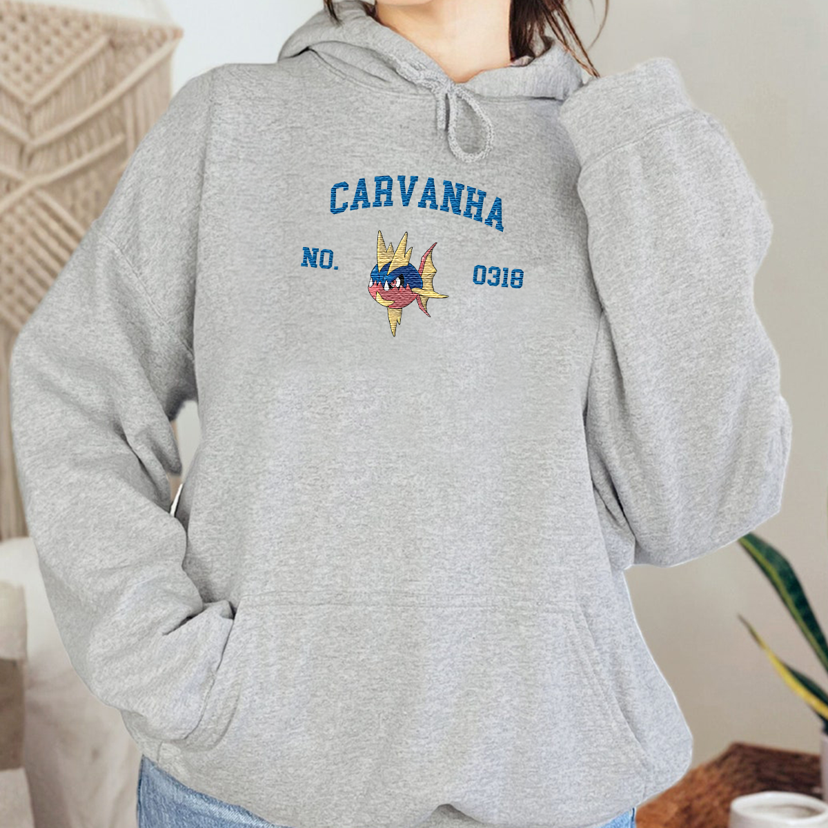 Carvanha Adorable Anime-Themed Embroidered T-Shirt,Crewneck,Hoodie-Trendy Versatile and a Thoughtful Gift for Friends
