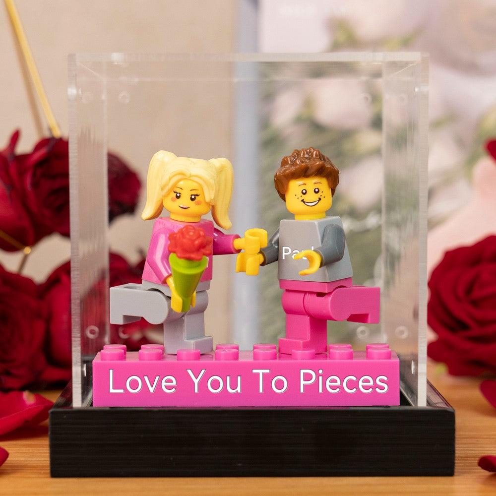 Valentine's Day Personalized Couple Figures - Custom Name Brick Display Gift