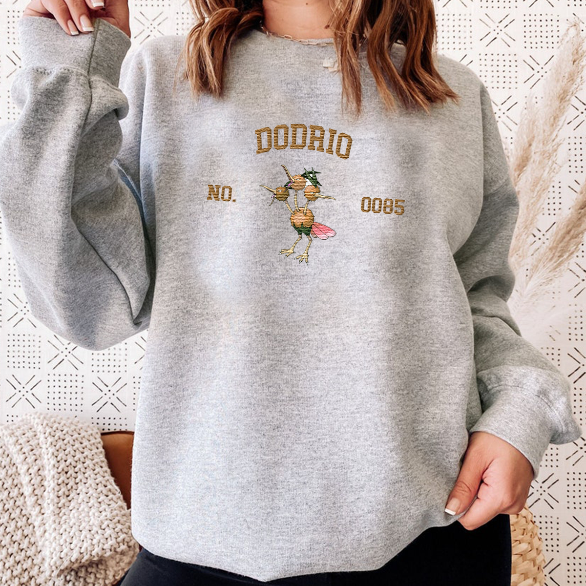 Dodrio Adorable Anime-Themed Embroidered T-Shirt,Crewneck,Hoodie-Trendy Versatile and a Thoughtful Gift for Friends