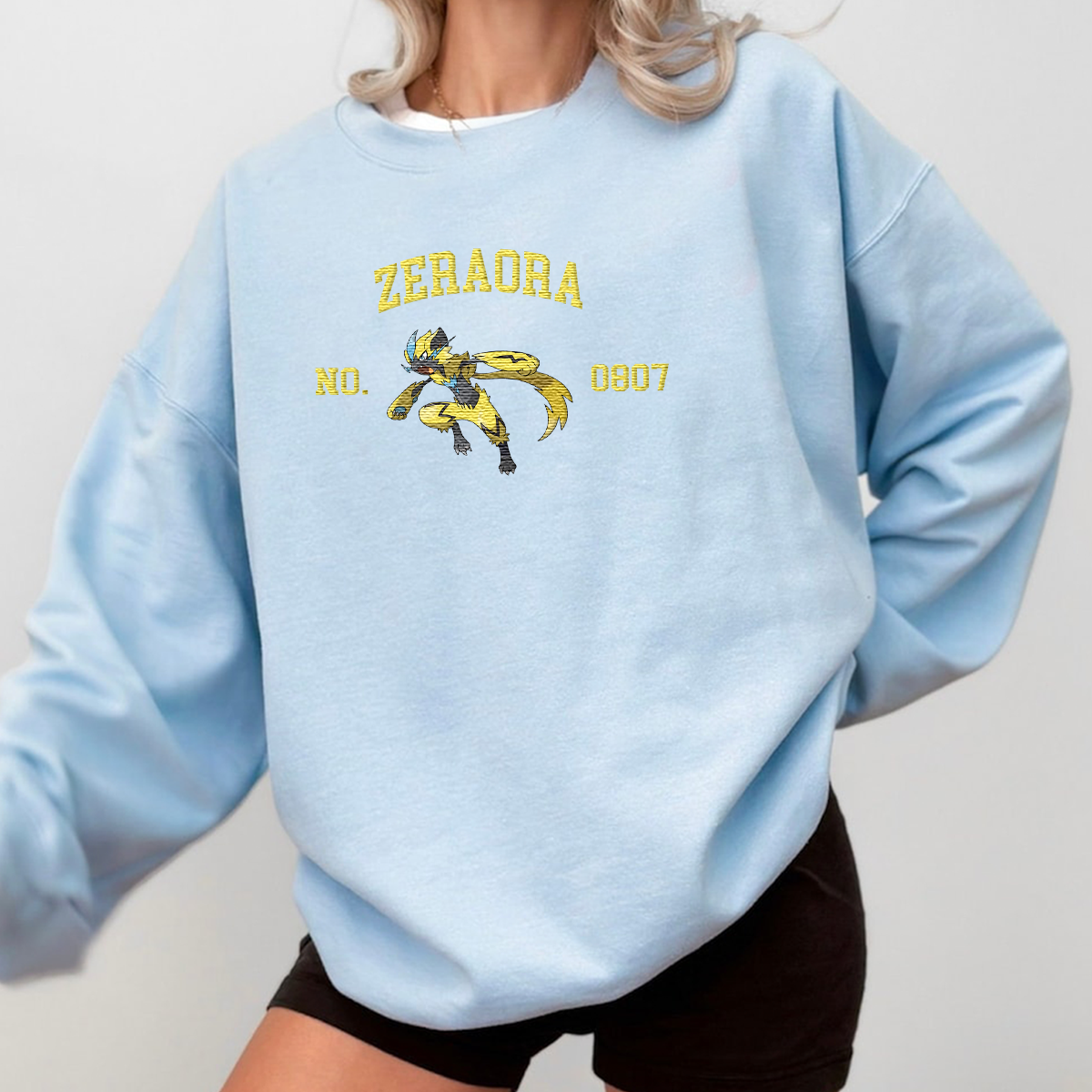 Zeraora Adorable Anime-Themed Embroidered T-Shirt,Crewneck,Hoodie-Trendy Versatile and a Thoughtful Gift for Friends