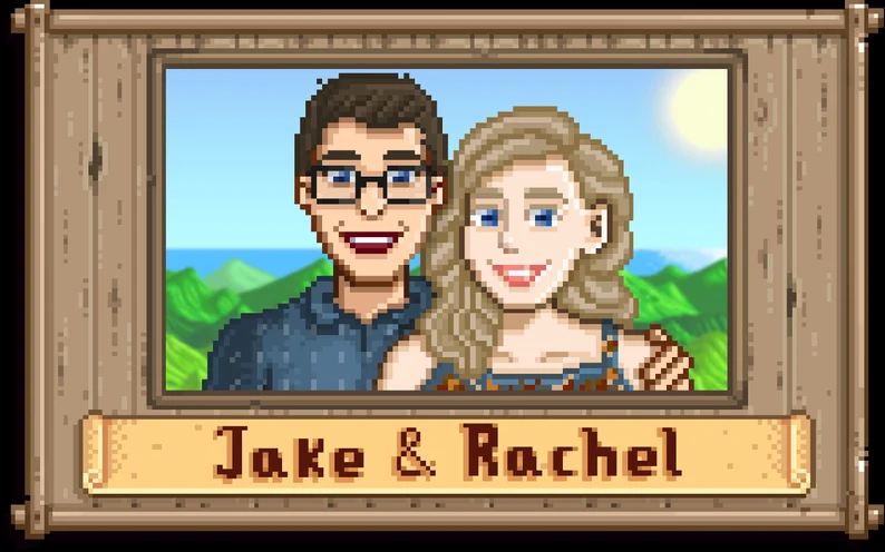 Individuelles Stardew Valley Pärchenporträt | Niedliches 8-Bit-Pixelporträt | Personalisiertes Pixelporträt | Digitales Valentinstagsgeschenk | Handgefertigt