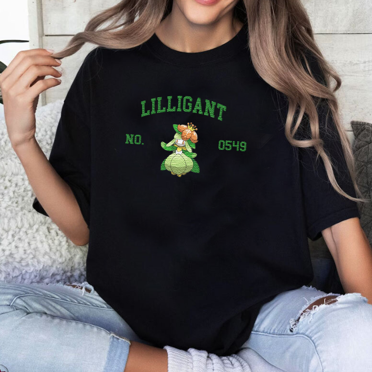 Lilligant Adorable Anime-Themed Embroidered T-Shirt,Crewneck,Hoodie-Trendy Versatile and a Thoughtful Gift for Friends
