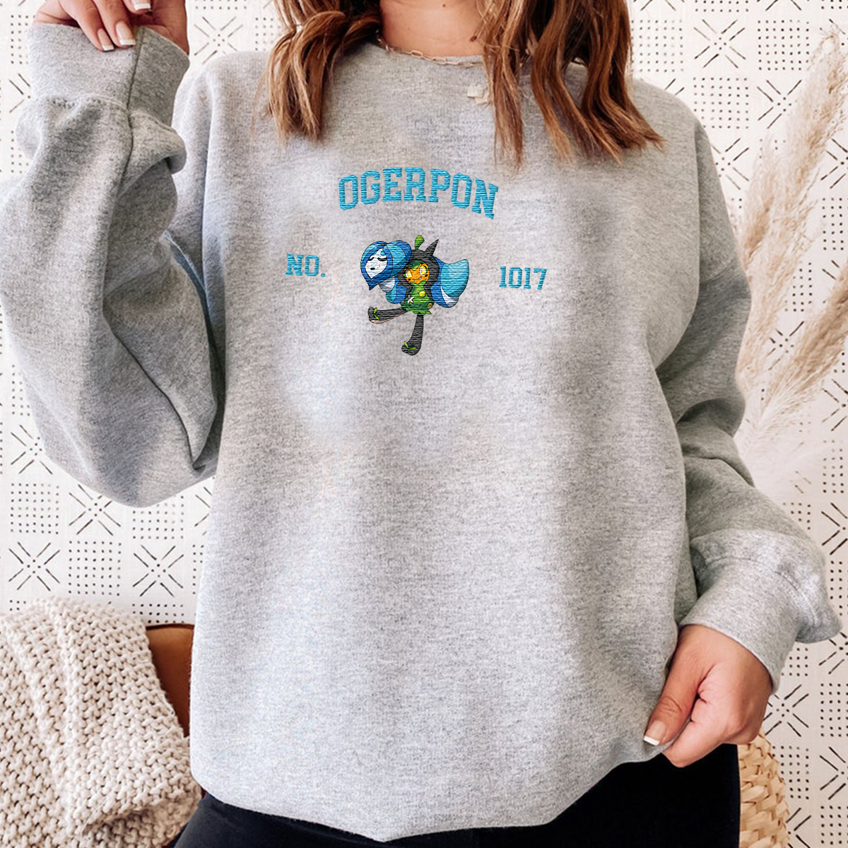 Ogerpon Adorable Anime-Themed Embroidered T-Shirt,Crewneck,Hoodie-Trendy Versatile and a Thoughtful Gift for Friends