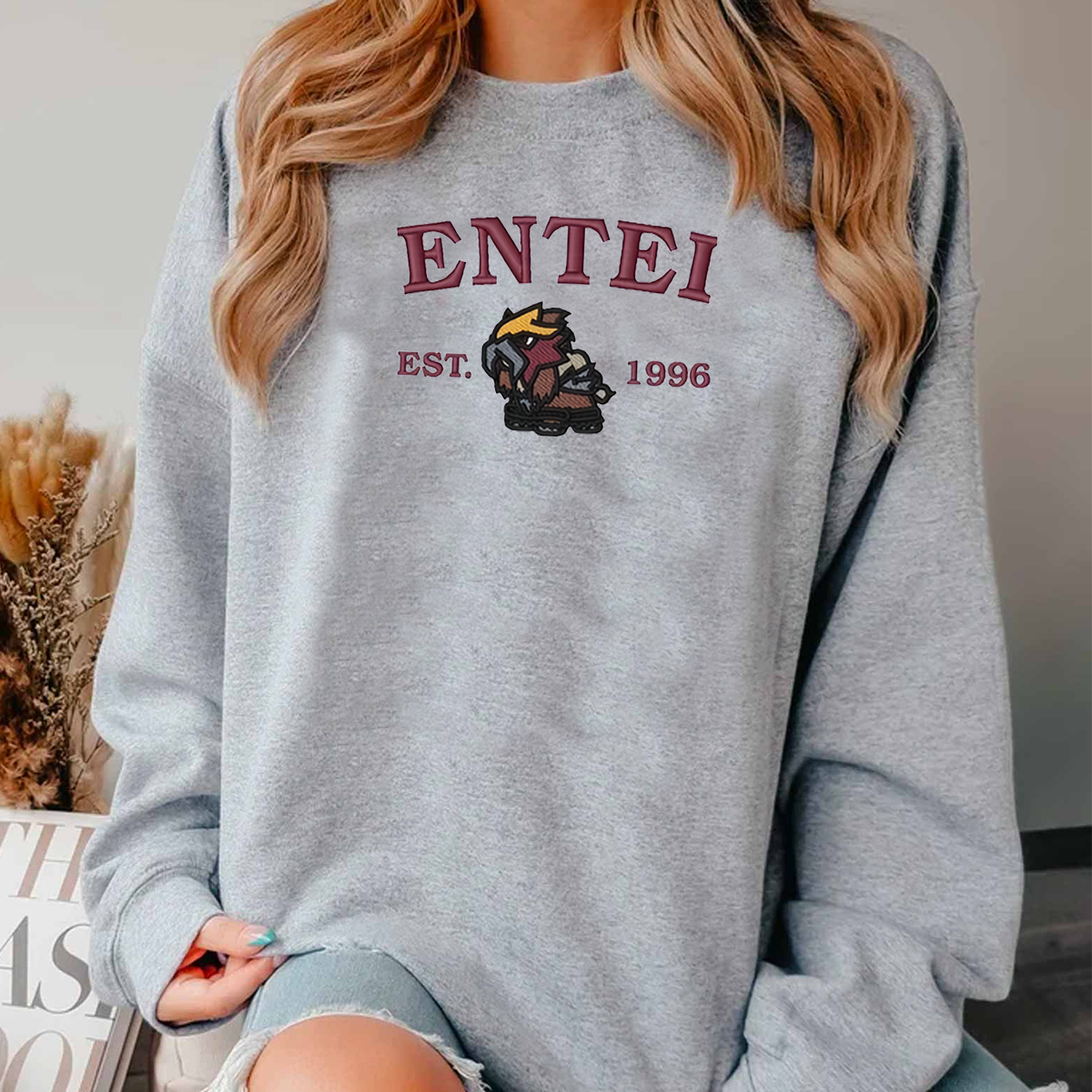 Anime Characters Embroidered Unisex Crewneck Sweatshirt,Hoodie For Gift,Personal Anime Gift Hoodie,Perfect Gift For Anime Lovers.