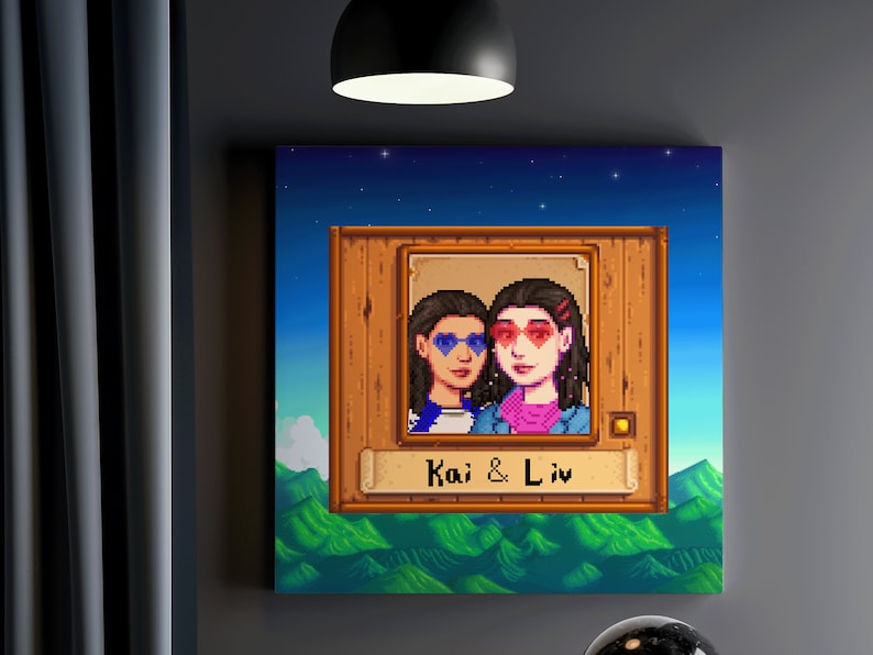 Custom Couple STARDEW VALLEY Portrait, Personalized Couple Stardew Valley Poster, Couple Custom Pixel Art Portrait, Couple Pixel Poster