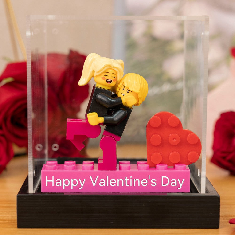 Valentine's Day Personalized Couple Figures - Custom Name Brick Display Gift