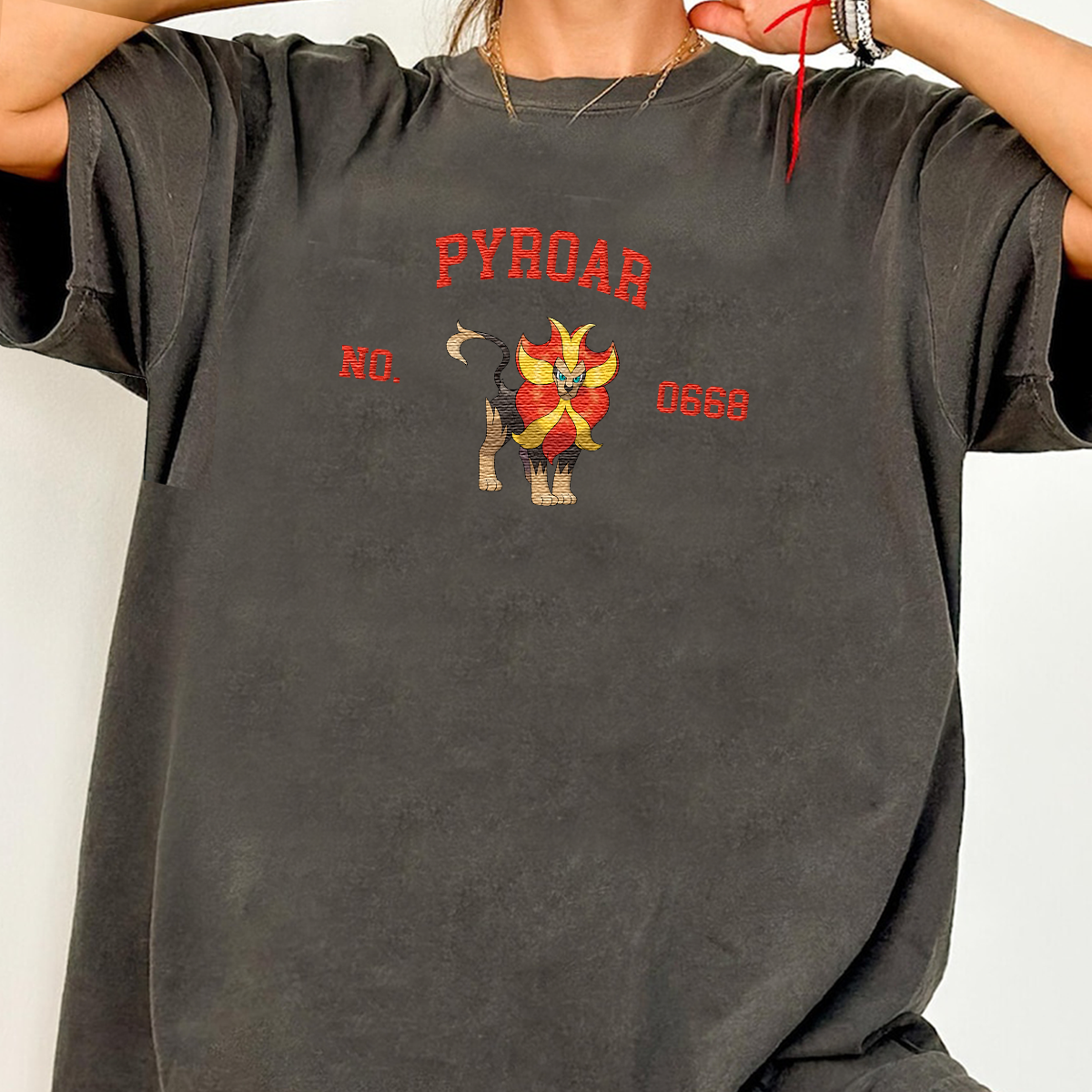 Pyroar Anime-Themed Embroidered T-Shirt,Crewneck,Hoodie-Trendy Versatile and a Thoughtful Gift for Friends