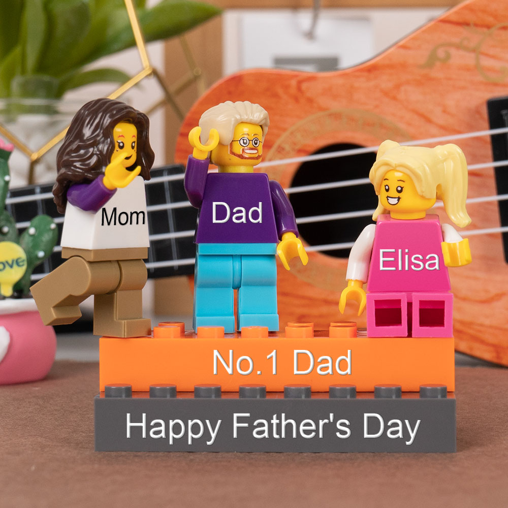 Personalised Minifigures With Kids Name For Dad Father's Day Gift