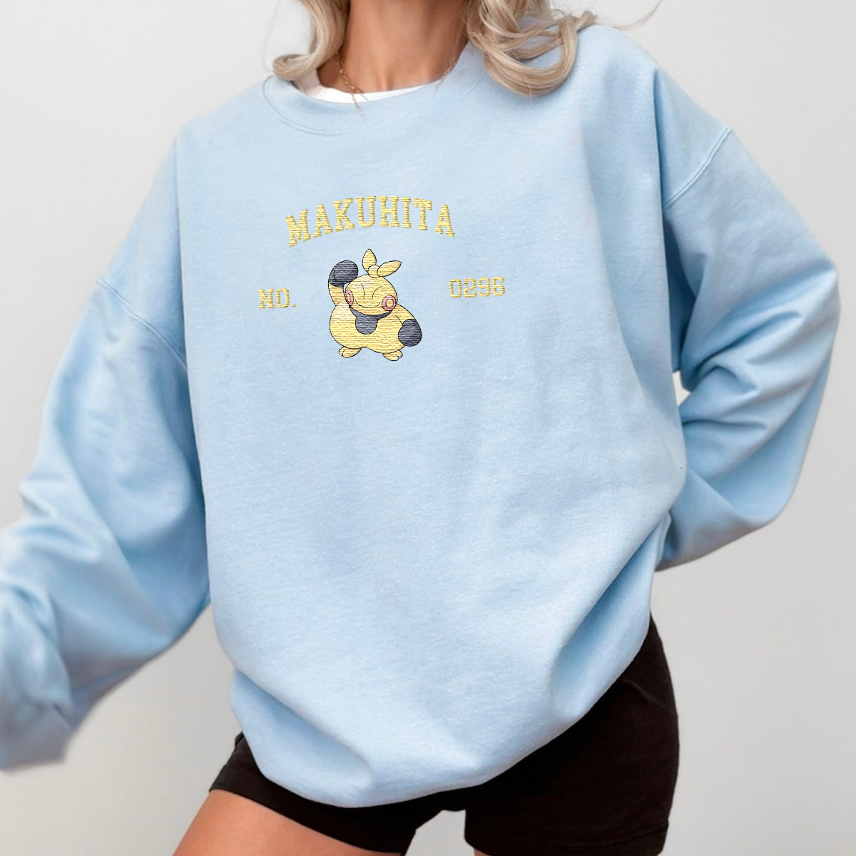Makuhita Adorable Anime-Themed Embroidered T-Shirt,Crewneck,Hoodie-Trendy Versatile and a Thoughtful Gift for Friend