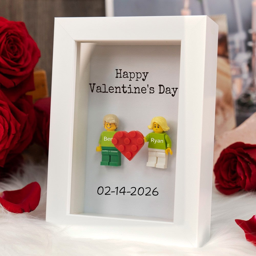 Personalized Couple Mini Figures Frame - Custom Valentine's Day Gift for Him & Her
