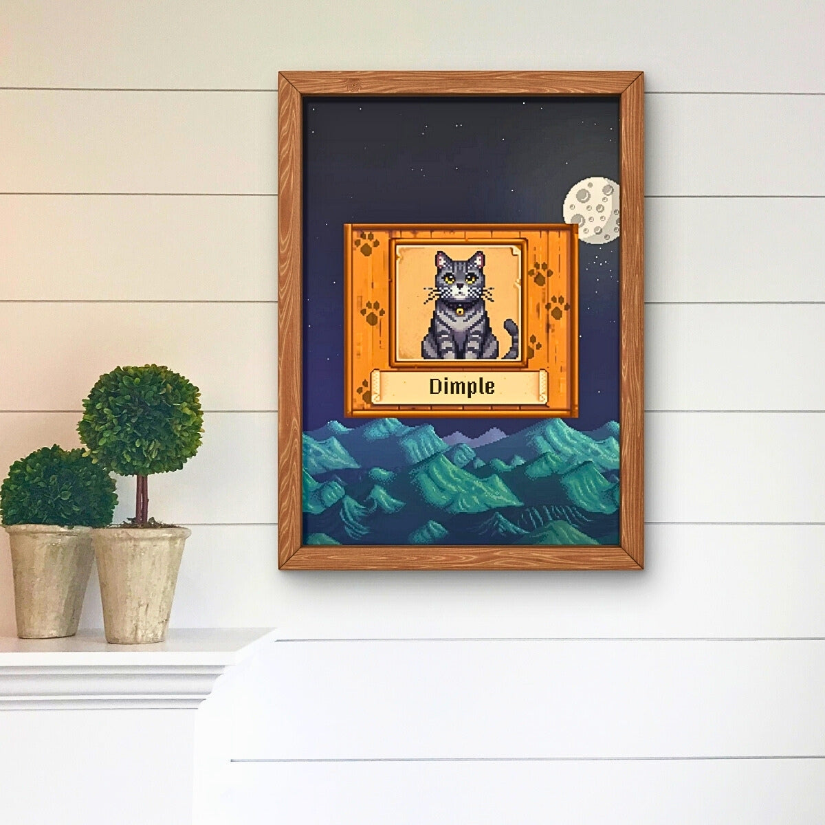 Holiday Hand-Painted Pixel Art Keepsake for Furry Friends