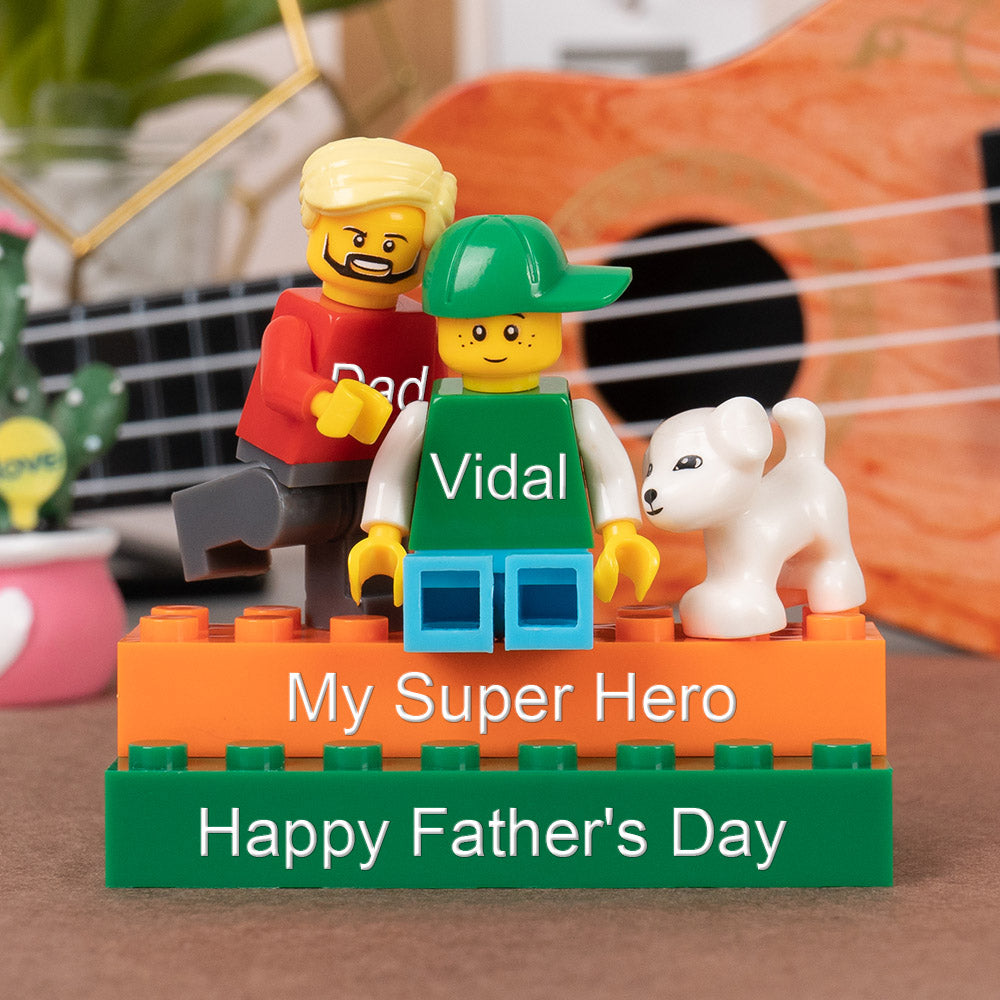 Personalised Minifigures With Kids Name For Dad Father's Day Gift