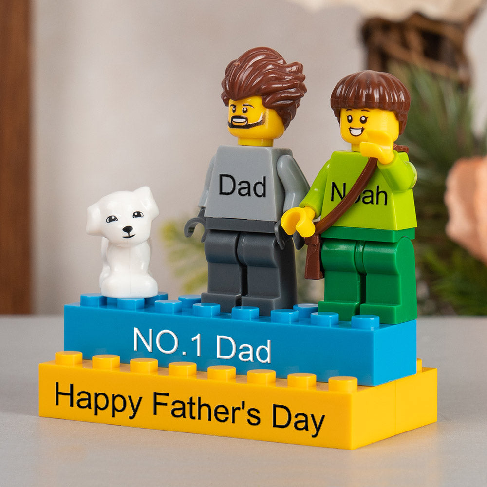 Personalised Minifigures With Kids Name For Dad Father's Day Gift