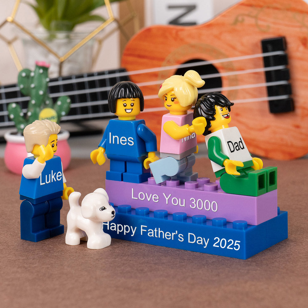 Personalised Minifigures With Kids Name For Dad Father's Day Gift