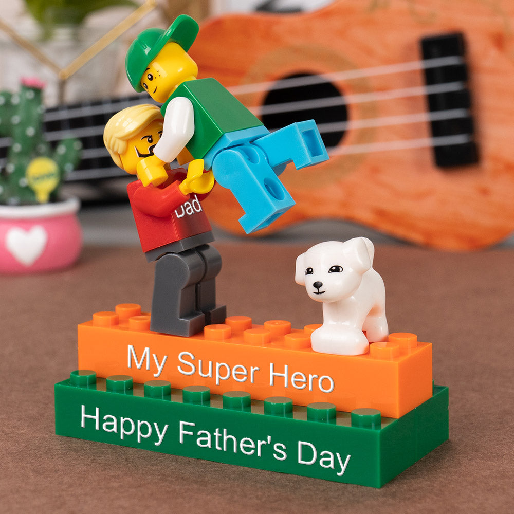 Personalised Minifigures With Kids Name For Dad Father's Day Gift