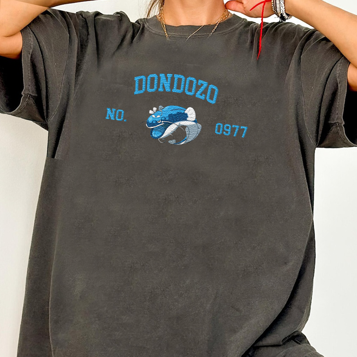 Dondozo Adorable Anime-Themed Embroidered T-Shirt,Crewneck,Hoodie-Trendy Versatile and a Thoughtful Gift for Friends