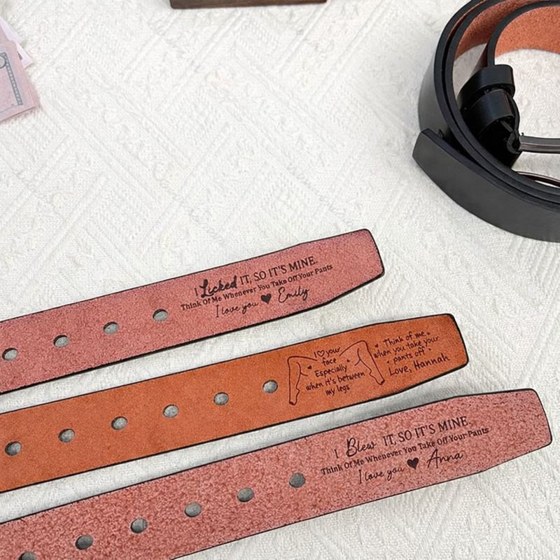I Love Your Face Between My Legs Leather Belt For Him, Funny Valentine Gift For Husband Boyfriend, Engraved Cowhide Belt, Anniversary Gift