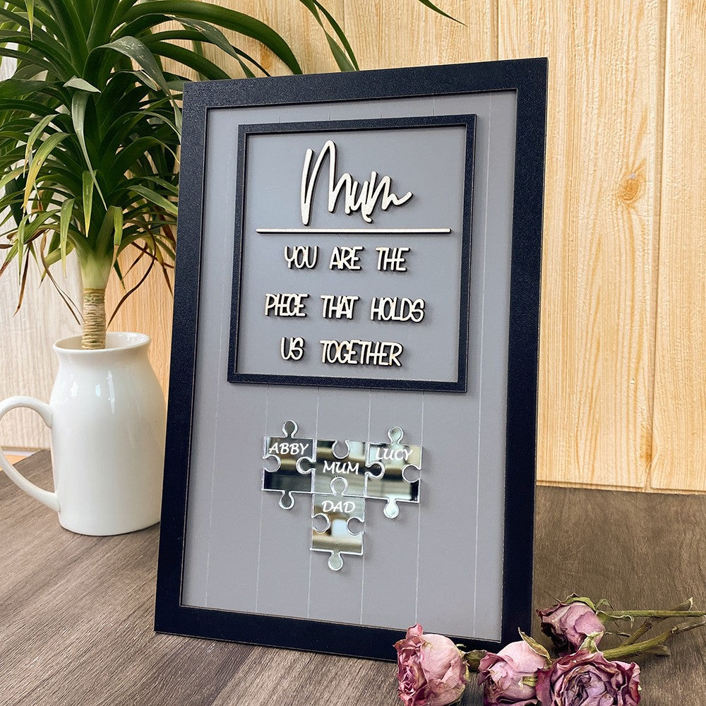 Personalised Mum Puzzle Sign With Kids Name For Mother's Day Gift You Are The Piece That Holds Us Together