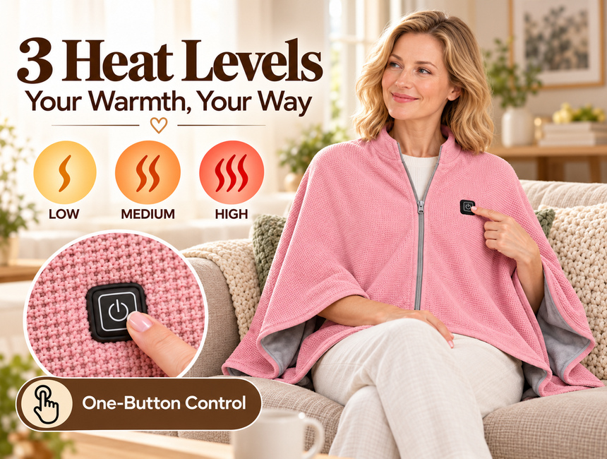 Three heat settings and one-button control